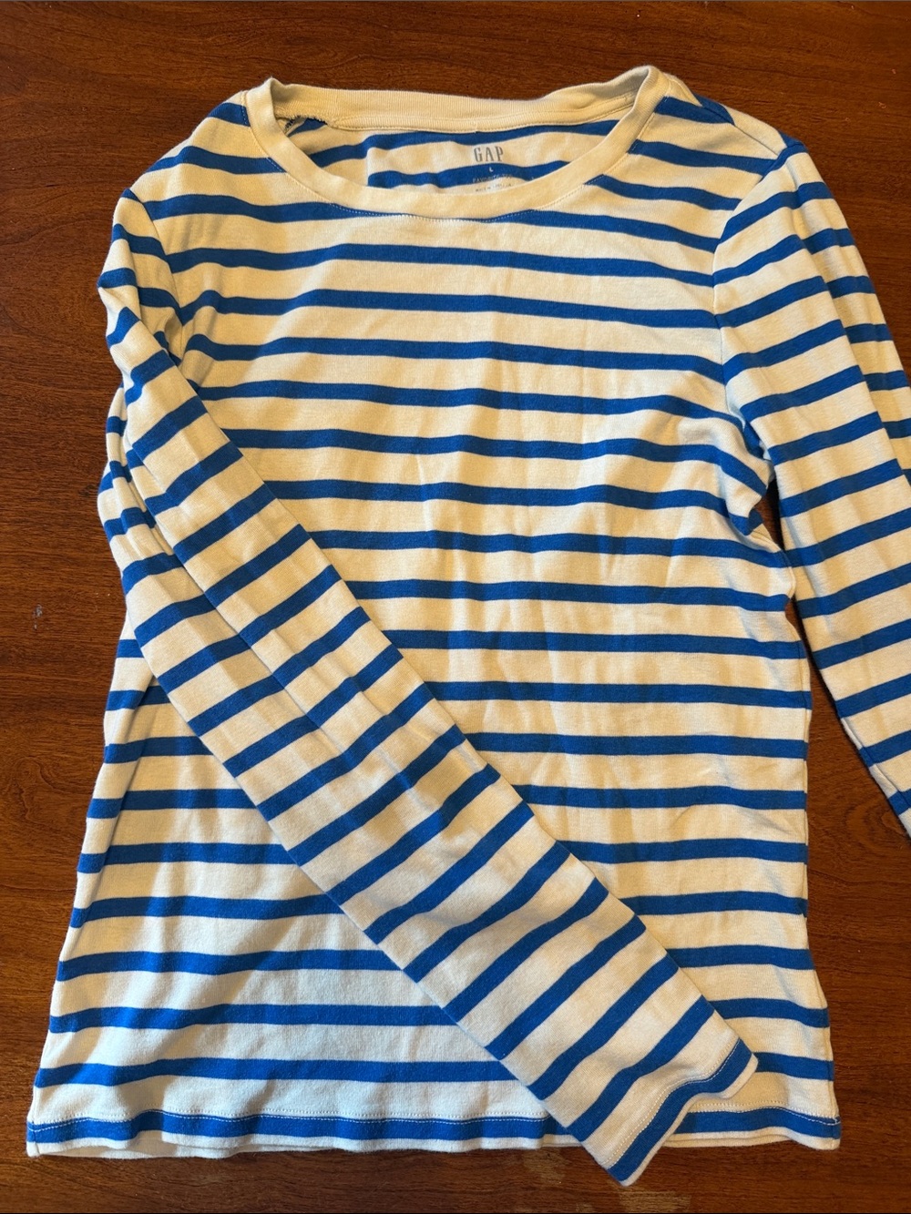 GAP Kids Blue & White Stripe Long-Sleeve Favorite Tee Top
